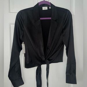 New never worn Wilfred black satin cropped button up